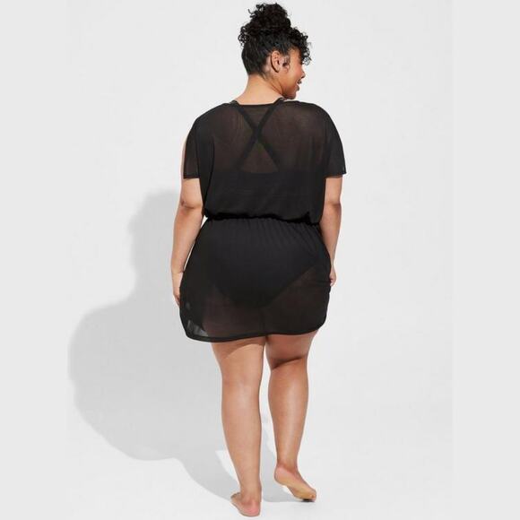 Torrid Short Mesh Drawstring Waist Coverup Dress Size 0X - Picture 3 of 11